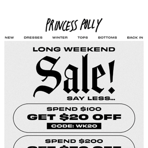 It's a long weekend! This calls for a SALE ♡