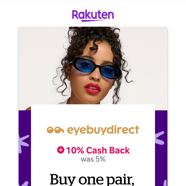 EyeBuyDirect.com: 10% Cash Back + Buy one pair, get one free