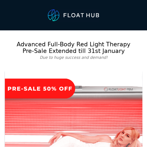 Our 50% Pre-Sale Discount for Red Light Therapy - Ends Midnight