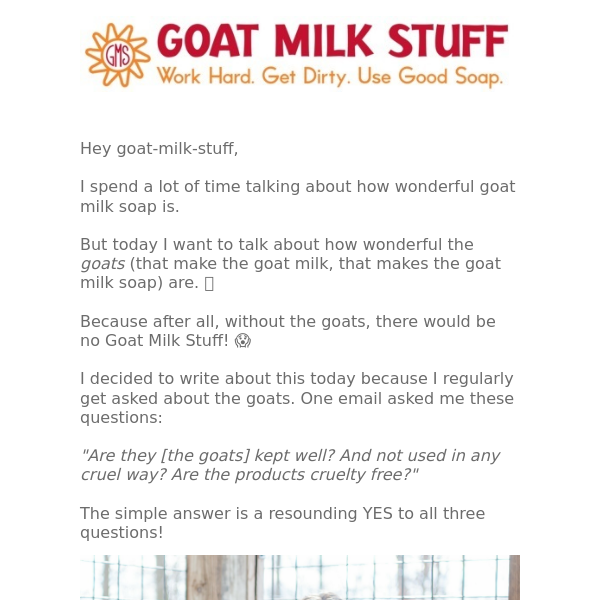 All about the goats of Goat Milk Stuff