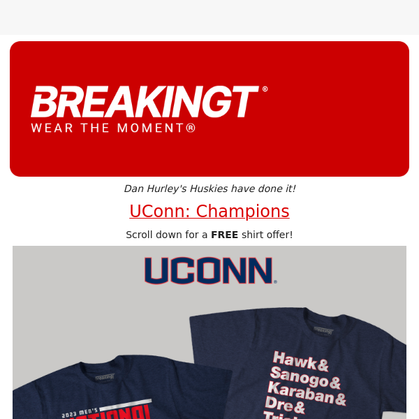 Free NCAA Shirts! UConn Champs Gear! Opening Weekend! 🏀🐺⚾