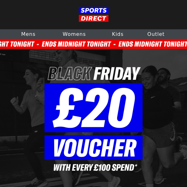 4HRS LEFT! Sports Direct, your £20 voucher awaits ⏰