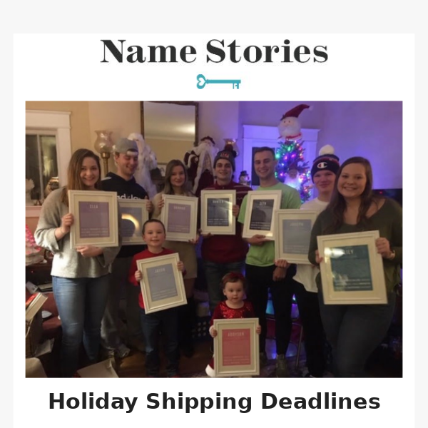 Holiday Shipping Deadlines - Order Today