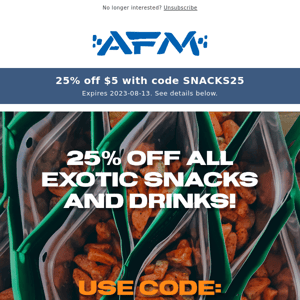 ALL Snacks & Drinks 25% OFF