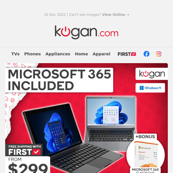 💻 Laptops with Microsoft 365 from $299 - Hurry, Christmas Sale Ends Monday!