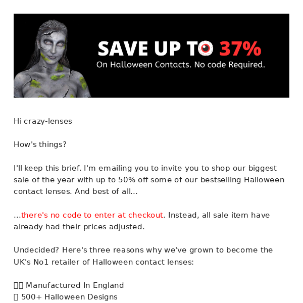 RE: Want 37% of Halloween contact lenses?