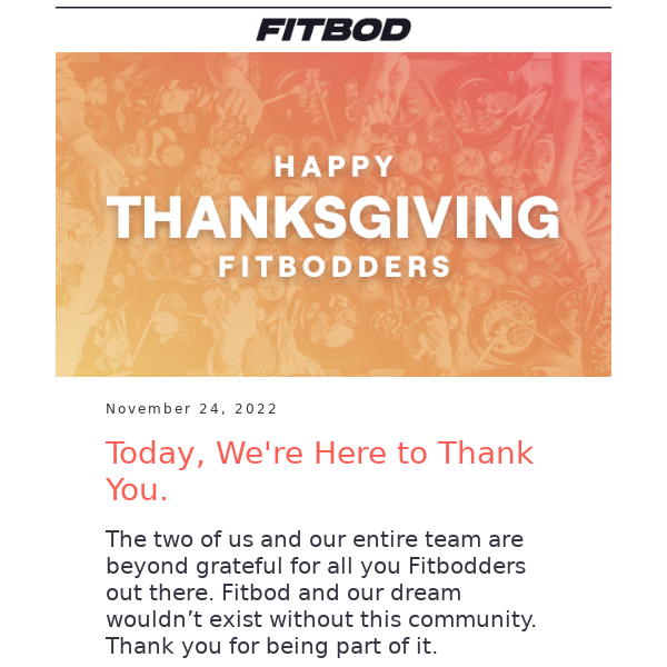 Happy Thanksgiving from Fitbod