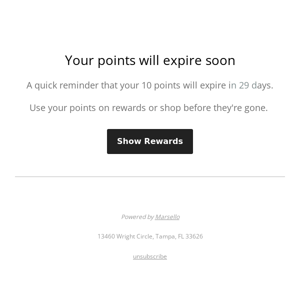 Your points at Terra Moons Cosmetics will expire soon