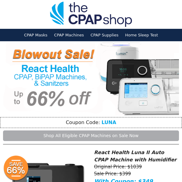 React Health Flash Sale! ⚡ CPAPs Under $350 + Sanitizers Under $200
