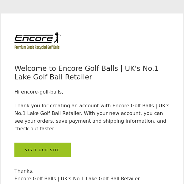 Welcome to Encore Golf Balls | UK's No.1 Lake Golf Ball Retailer