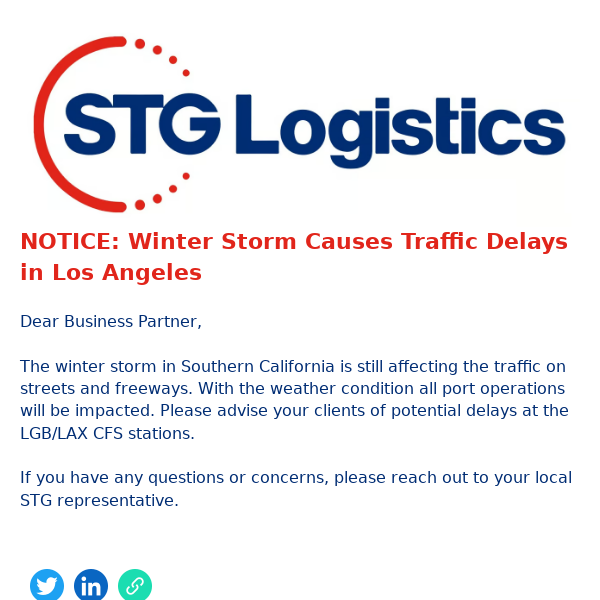 NOTICE: Winter Storm Causes Traffic Delays in Los Angeles