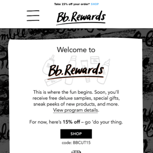 You made the cut: welcome to Bb.Rewards
