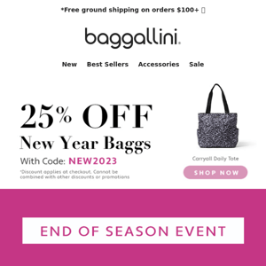 25% off New Year Baggs 💖 + up to 50% off Limited-Inventory Styles 👜