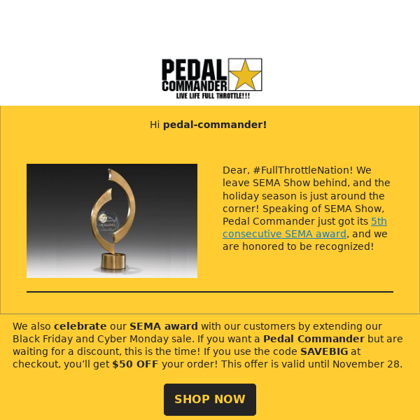 Pedal Commander Newsletter - November 🗞️