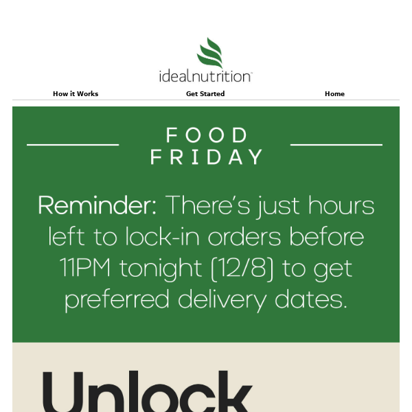 Food 🍃 Friday - Making Proper Nutrition Accessible, One Meal at a Time. 💪 Lock-In Orders Before 11PM