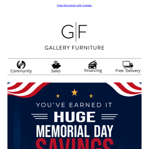 Memorial Day Savings Event: Shop Now at Gallery Furniture!