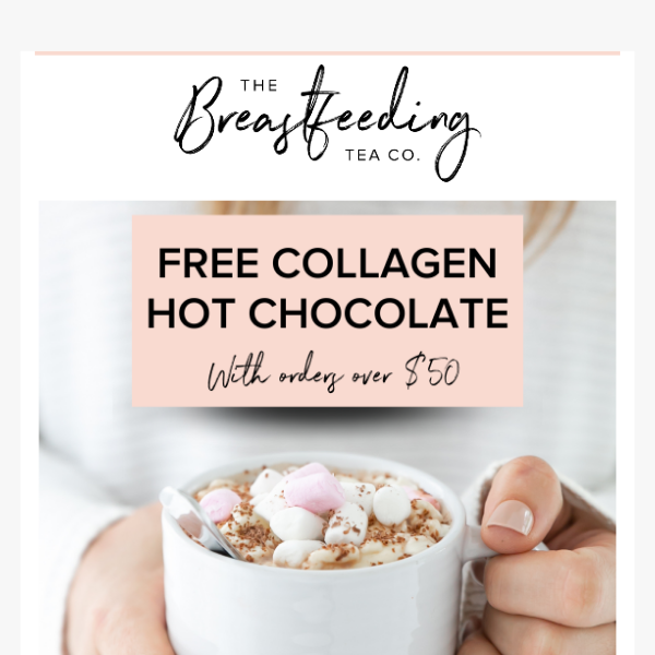 Free Collagen Lactation Hot Chocolate with orders over $50