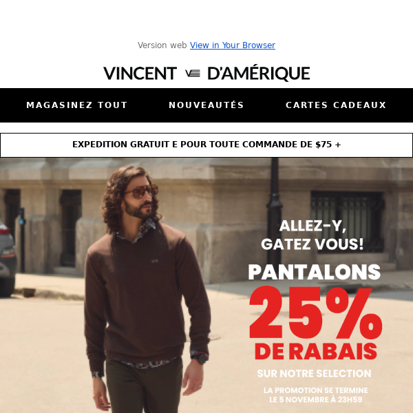 PROMO ÉCLAIR  ⚡️ : -25% PANTALONS