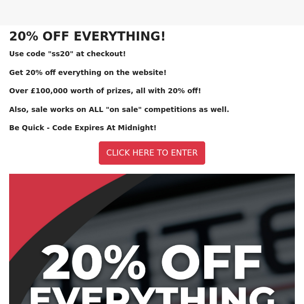 20% Off Everything -Today ONLY!