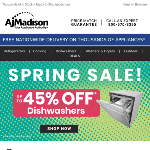 Save up to 45% on dishwashers from Miele, Bosch, GE and more