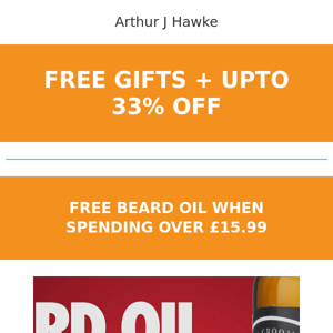 Last Chance - - Grab  33% Off at Arthur J Hawke + Limited edition beard oils, balm and butters available