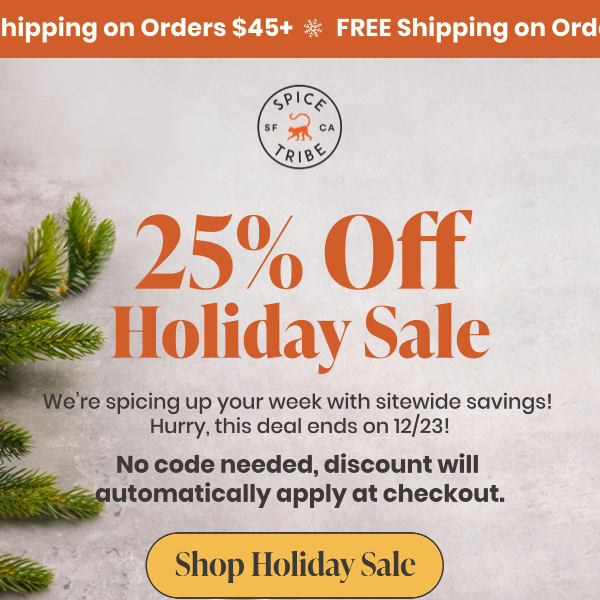 25% Off! Our Holiday Sale Starts Now!