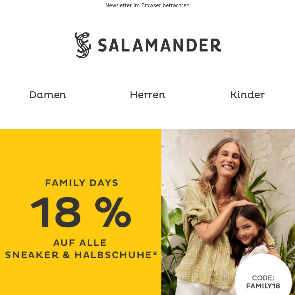 Family Days - 18 % auf Sneaker und Halbschuhe