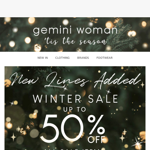 NEW LINES ADDED TO WINTER SALE