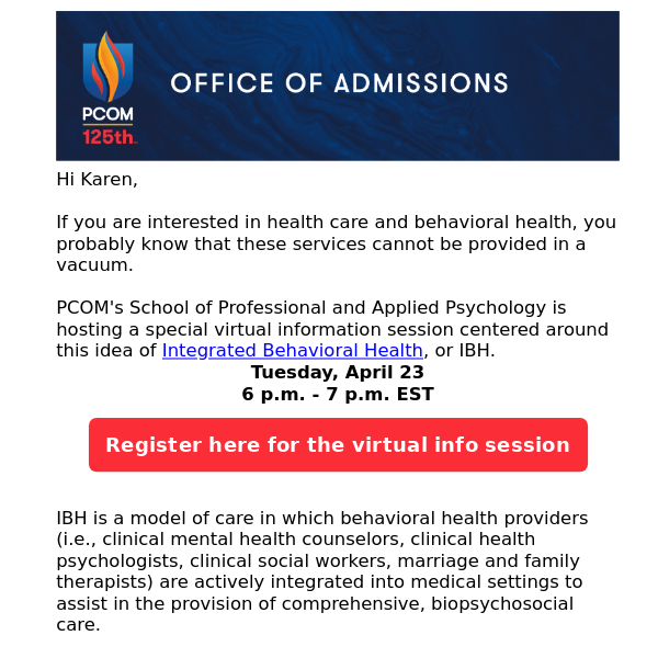 Unlocking wellness: join PCOM for a virtual info session on integrated behavioral health