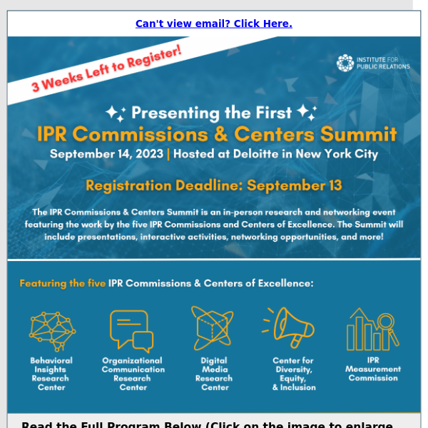 REGISTER for the IPR Commissions & Centers Summit in NYC on September 14 🏙 🍎 (Full Program Attached!)&