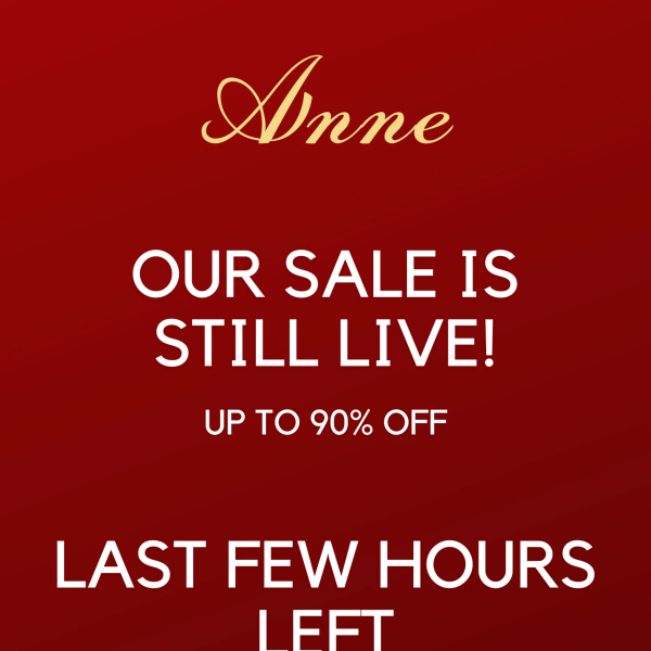 LAST FEW HOURS OF THE SALE!