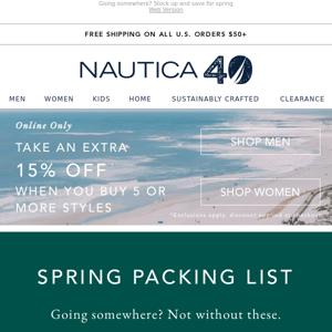 The Spring Packing List + an extra 15% off