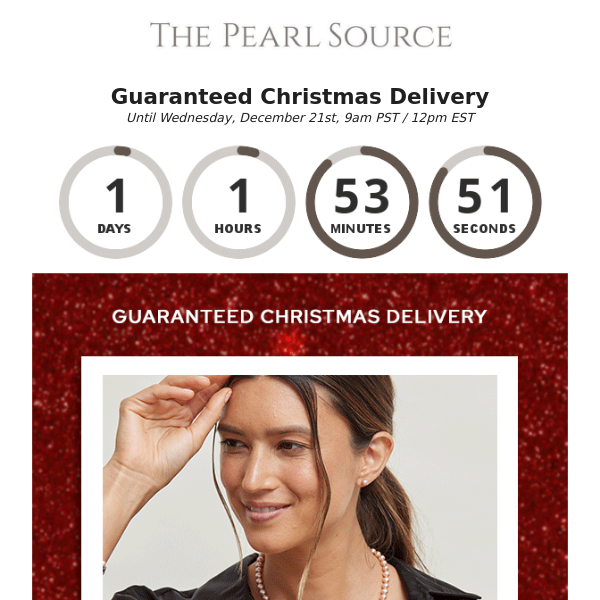 NOT TOO LATE! 15% Off + Guaranteed Free Christmas Delivery Still Available on All Pearls
