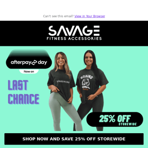 Savage Fitness Accessories Last Call ⏰ Don't Miss Out // 25% Off Storewide 🛍️