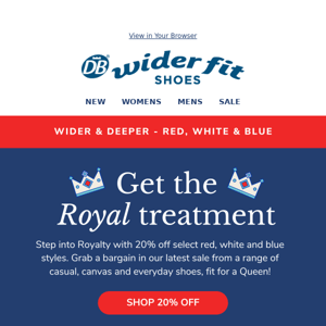 Get 20% off Red, White & Blue styles! 👑