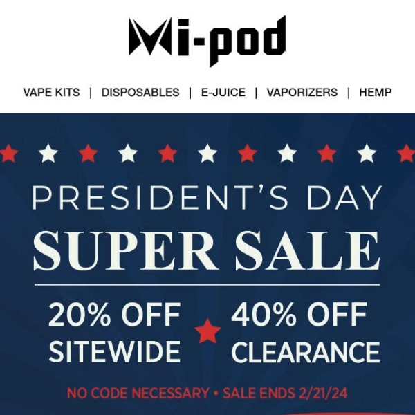 President's Day Sale is Still Going- Shop Now at Mipod Online!