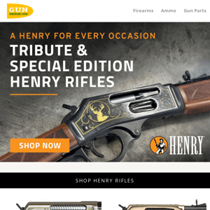 A Henry For Every Occasion. Shop Tribute & Special Edition Henry Rifles