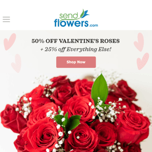 Email Exclusive: 50% Off Premium Roses!