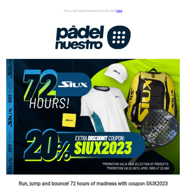SIUX offer! 72 hours of amazing discounts on your favourite products with  code SIUX2023! 🛍️💸 - Padel Nuestro