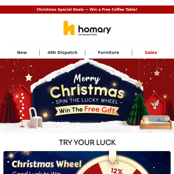 Homary's Gift to You 🎁: Spin the Wheel Now!