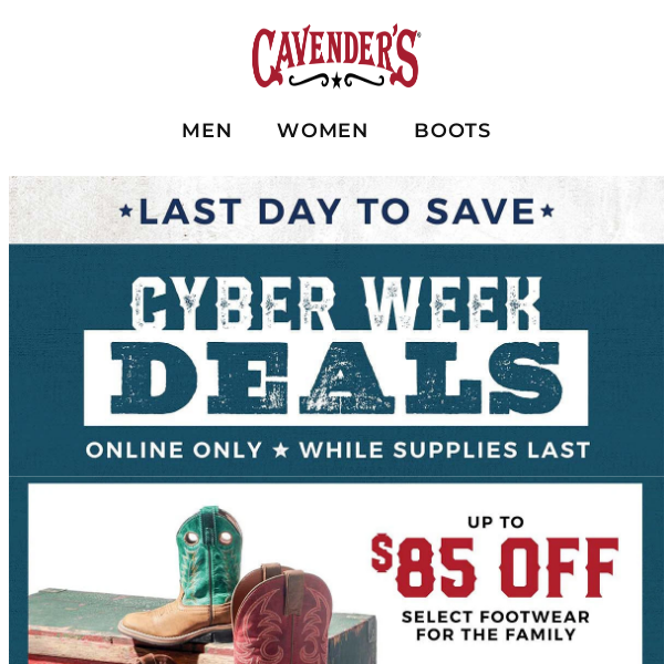 Friday Cyber Deal: Up to $85 Off Select Boots