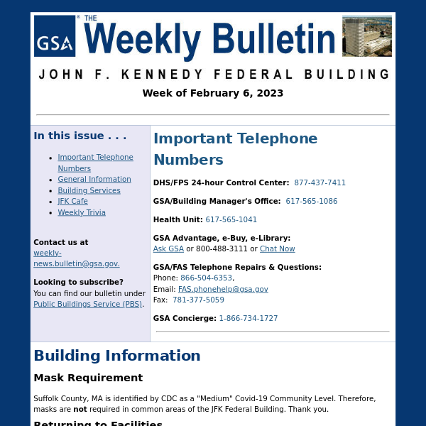 The Weekly Bulletin JFK - Week of February 6, 2023