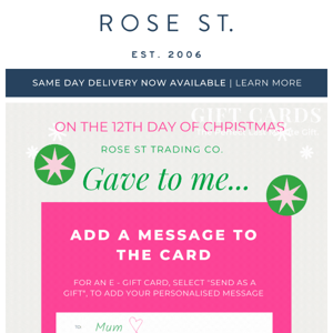 💌 DAY 12 | 15% OFF E-GIFT CARDS 💌