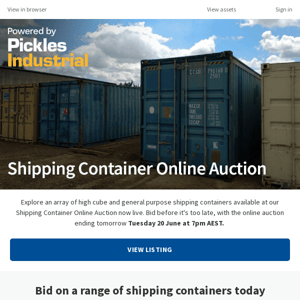 Shipping Container Online Auction - Ends Tomorrow