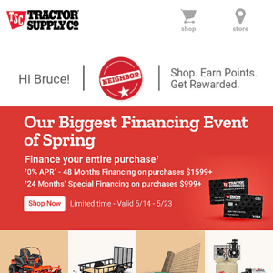 FINAL DAYS - Our Biggest Financing Event of Season Ends Soon