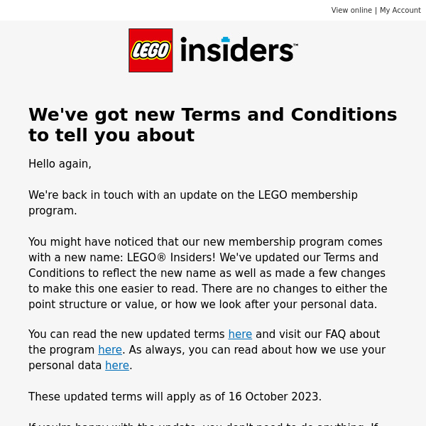 Important info about LEGO® Insiders