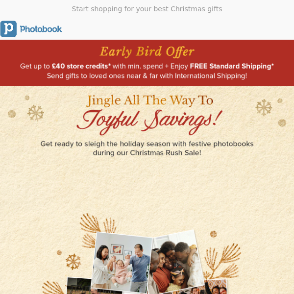 Santa says all Photobooks + Extra Pages at 55% OFF! 