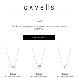 New customer registration at Cavells