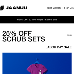 25% off all scrub sets starts NOW