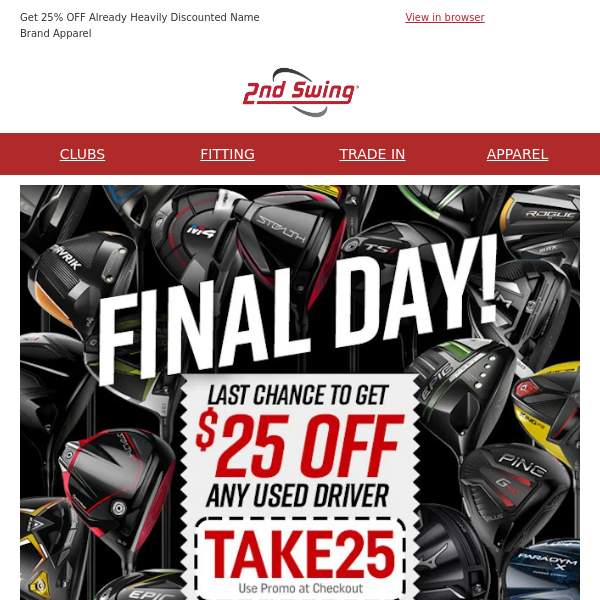 Final Day to Get $25 OFF Any Used Driver ⛳ FREE Shipping, 30-Day Play Guarantee, Trade & Save
